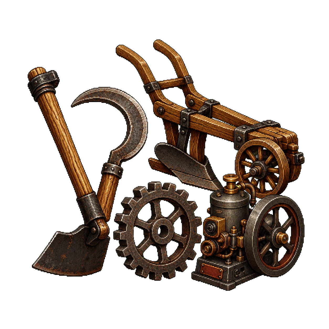 Farming tools evolving through four eras